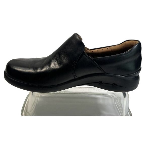 Clarks Unstructured Black Leather Shoes with Merrell Insoles Slip On Comfort 9M - Picture 2 of 15